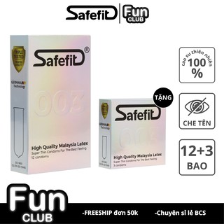 Bao cao su Siêu mỏng 0.03mm Safefit Cao Cấp Malaysia Latex Bộ 15 cái CB006