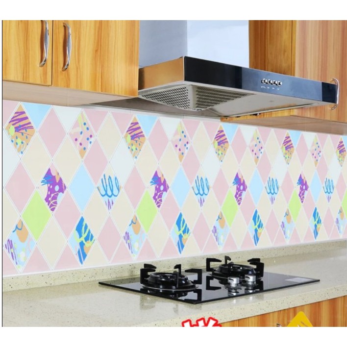 Decal tráng nhôm cách nhiệt ô ngũ giác sắc màu khổ 0.6m keo sẵn