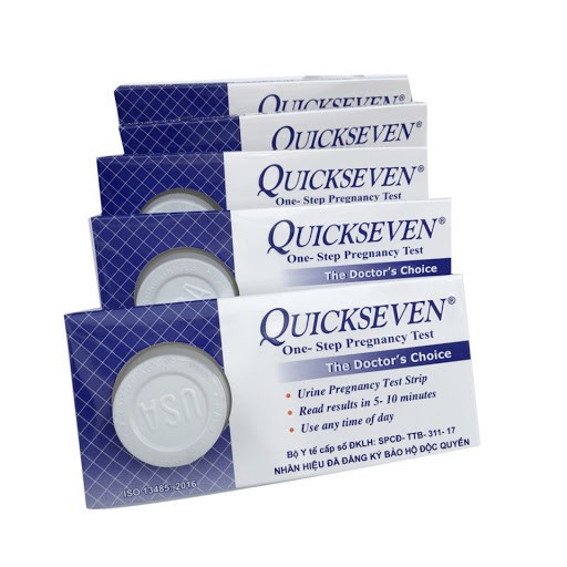 Que thử thai Quickseven 2 vạch chính xác - test thử thai hai vạch sớm nhanh hiệu quả tức thì