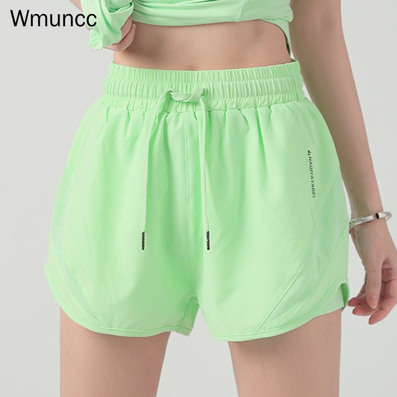 Quần Short Thể Thao Lưng Cao Ống Rộng Thoáng Khí Chống Chói Cho Nữ