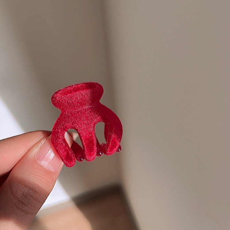 Kẹp Tóc Hình Hoa / Thỏ / Ngôi Sao Bằng Acrylic Màu Đỏ Đen Mini Xinh Xắn Cho Nữ