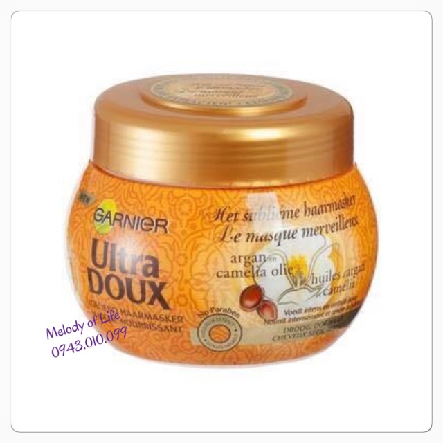 Ủ tóc Garnier Ultra doux - tinh dầu argan, hoa trà