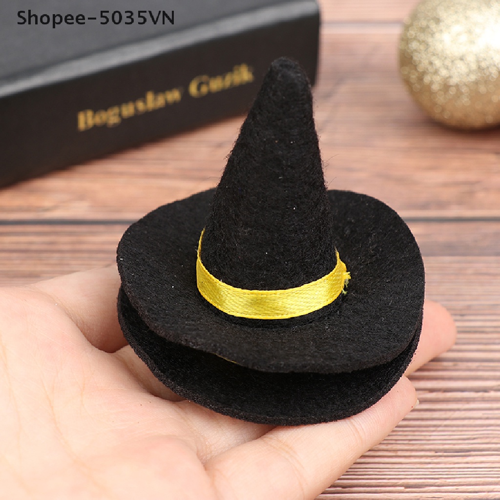 Set 2 Nón Phù Thủy Bằng Vải Nỉ Trang Trí Nhà Búp Bê Dịp Halloween {akindofstar1.vn}