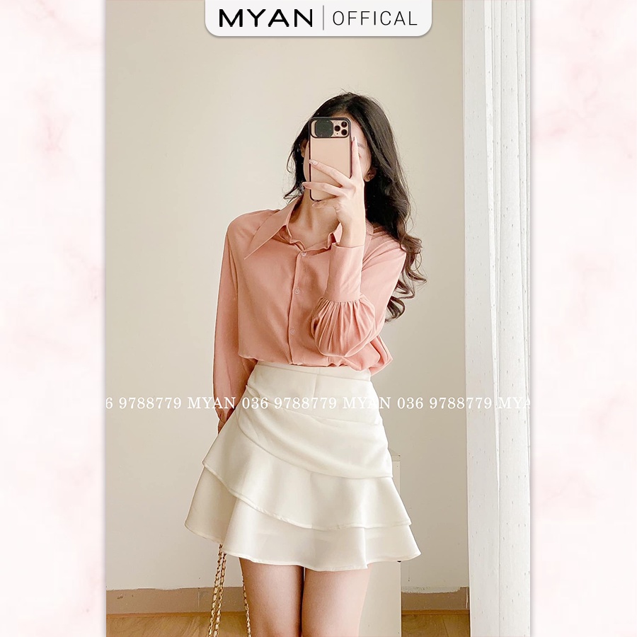 Chân Váy Mini Chữ A Dáng Ngắn MYAN Thiết Kế 2 Tầng (Có Quần) Màu Trắng, Nâu, Be, Xanh, Hồng VVN062111
