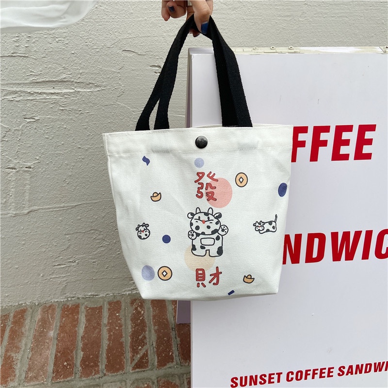 Túi Đeo Chéo Vải Canvas Họa Tiết Hoạt Hình Dễ Thương Cho Các Bạn Nữ
