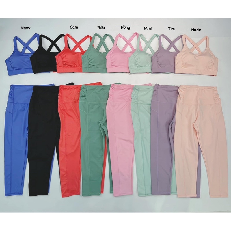 Set Lửng 9 Tấc Dún chéo lưng tập gym yoga