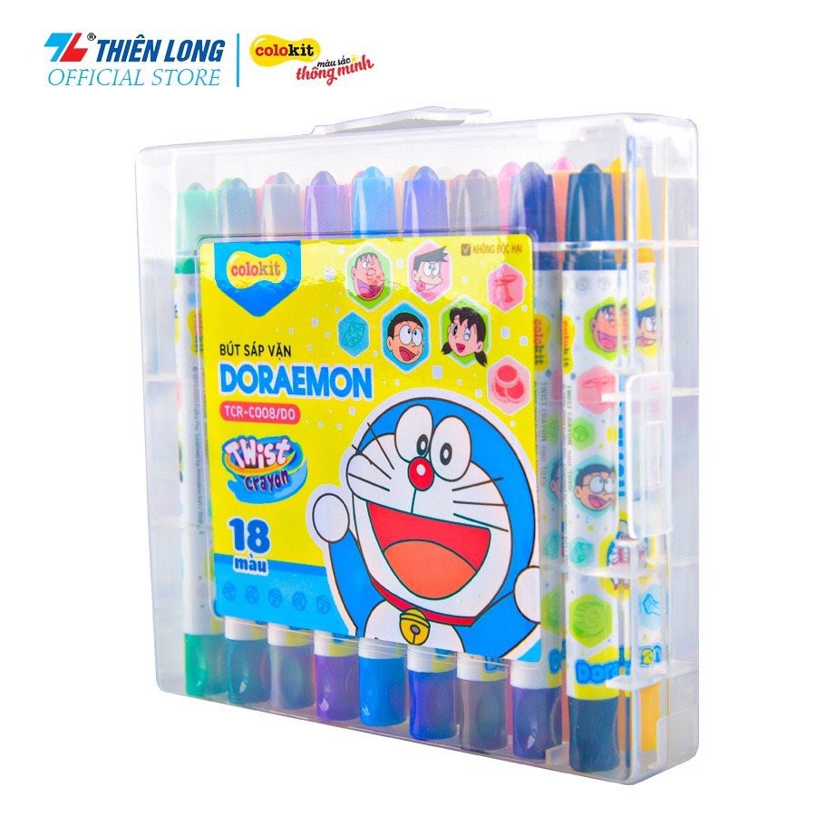 Bút sáp vặn 18 màu Thiên Long Colokit TCR-C008/DO  hàng có kiểm tra chất lượng và an toàn