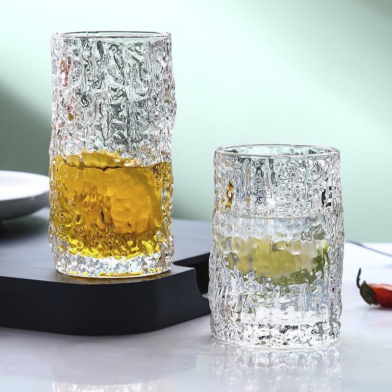 Bộ Bình Cốc giá đựng nước Thủy Tinh viền vàng ,vân sần ,sóng nước cao cấp Grado