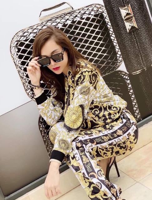 Set bộ lụa versa áo khoác quần bo gấu