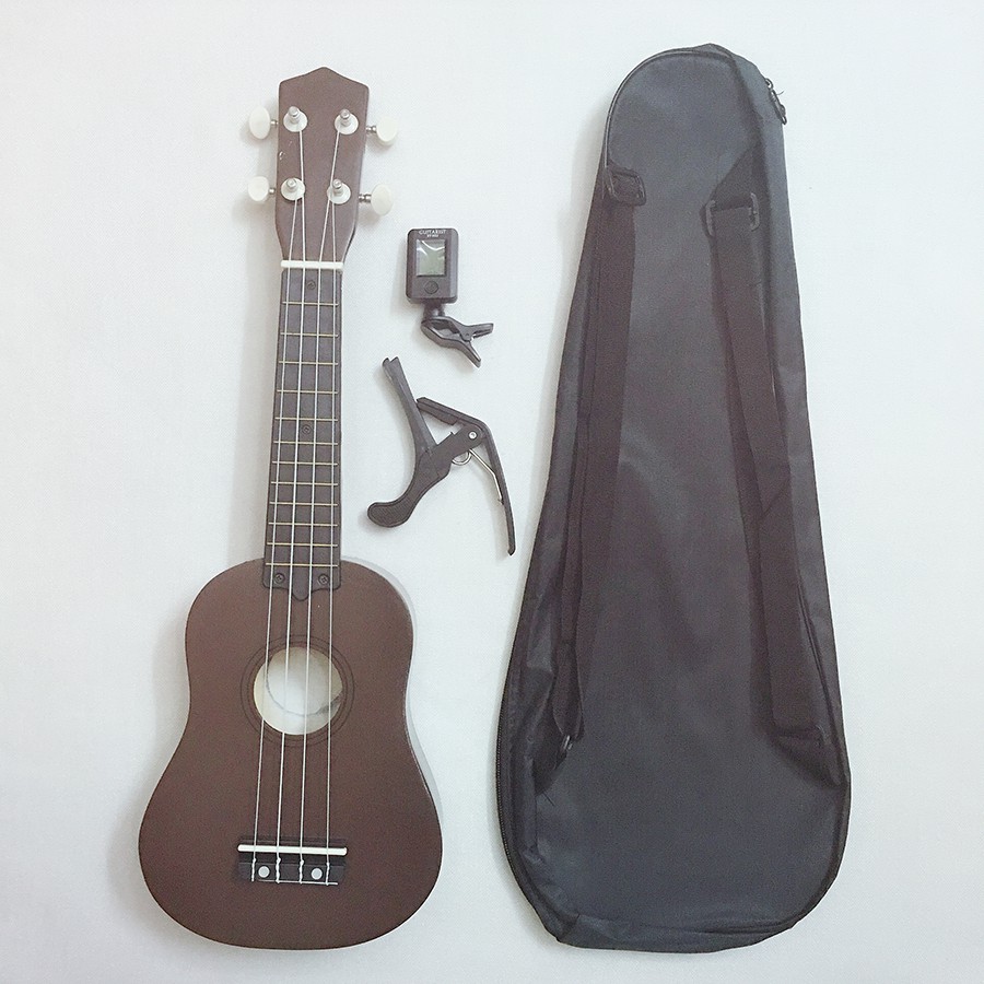 Combo 1 Đàn Ukulele Soprano Tặng Kèm Bao Vải + Capo + Máy Lên Dây Điện Tử Tuner - Mua 1 Tặng 7 - HÀNG CÓ SẴN