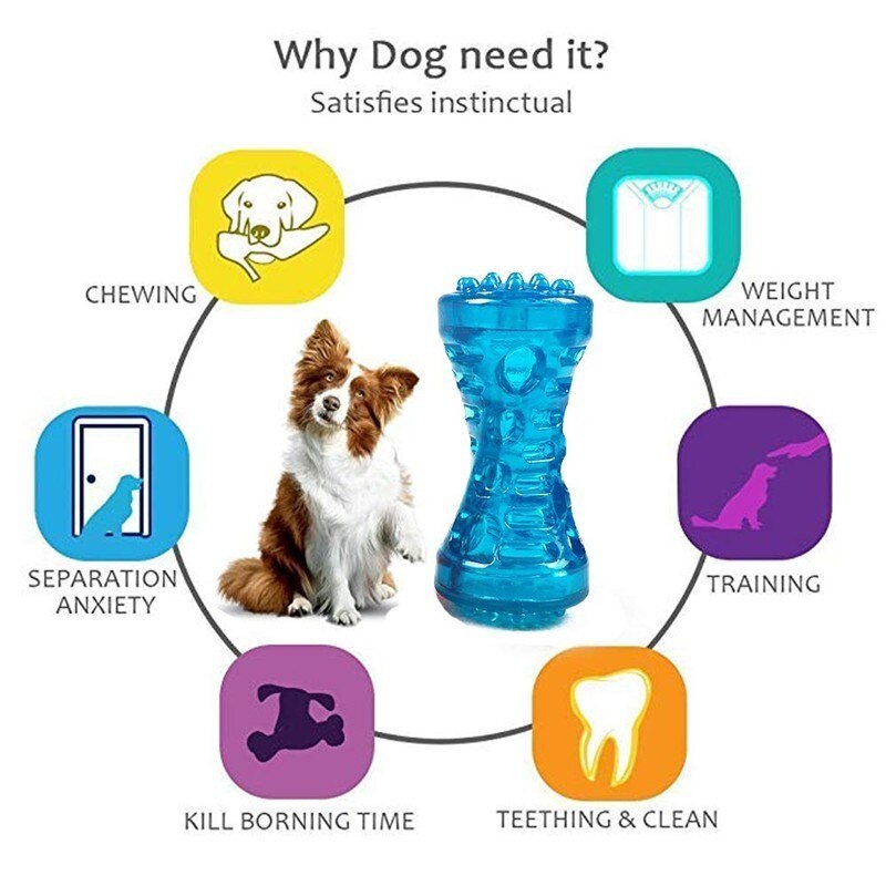 Đồ chơi nhai gặm hình khúc xương cho chó cưng làm sạch răng bằng TPR cao su phát âm thanh