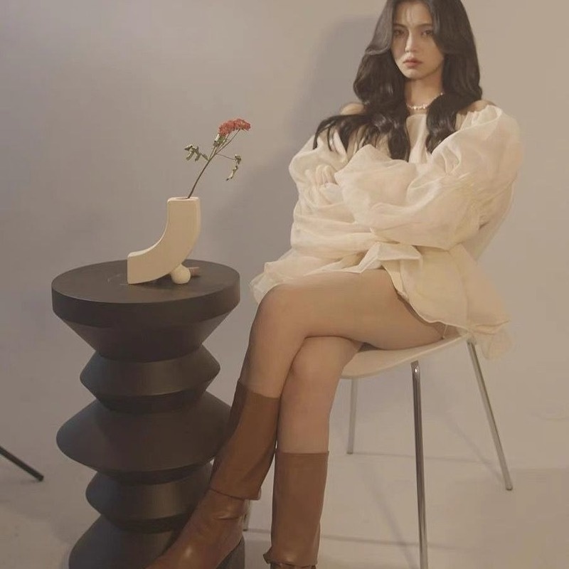 Áo Cổ Lọ Tay Phồng Mỏng Chống Nắng Phong Cách Pháp Thời Trang Xuân Hè Hàng Mới Cho Nữ