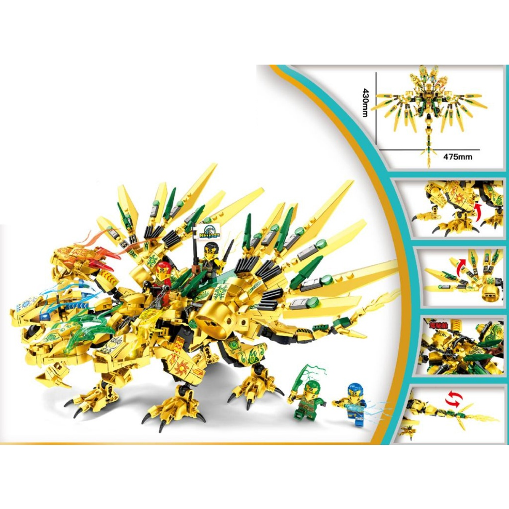 806 Khối Xây Dựng Hình Rồng Vàng MOC Ninja