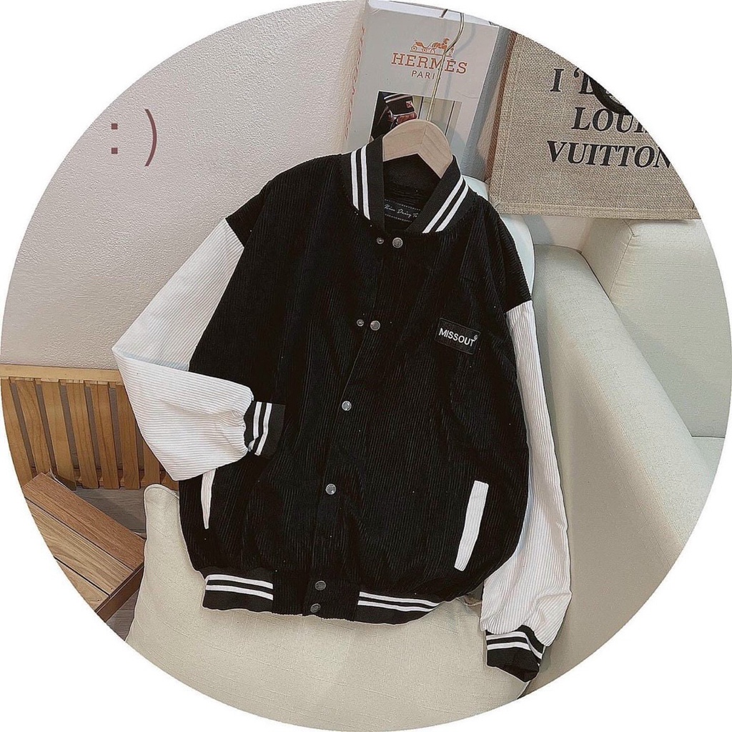 Áo khoác bomber thời trang thu đông nam nữ nhung tăm