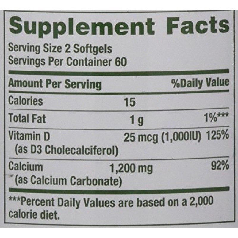 VIÊN BỔ SUNG CANXI VÀ VITAMIN D NATURE’S BOUNTY CALCIUM 1200 MG PLUS 1000 IU VITAMIN D3