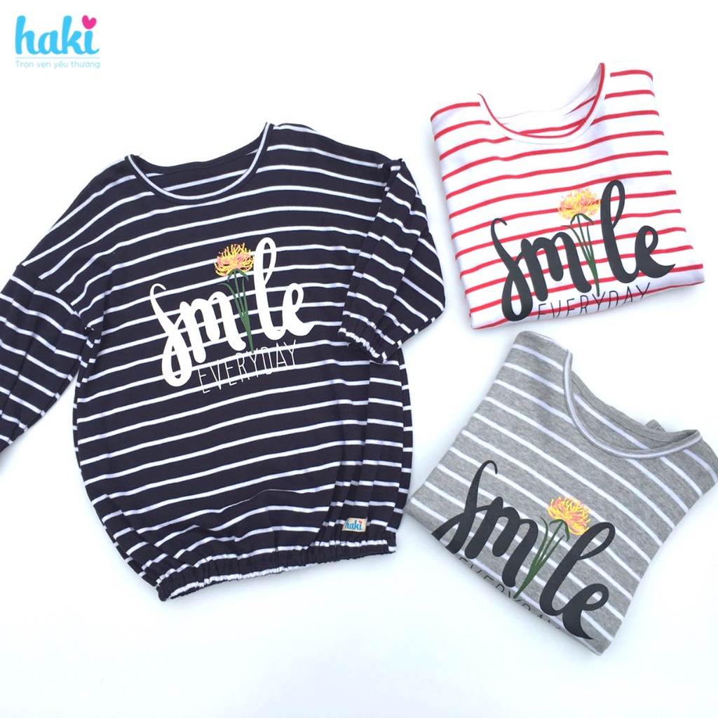 Váy kẻ cotton HAKI (3 màu)_ HK503, đầm thun dài tay cho bé gái HAKI