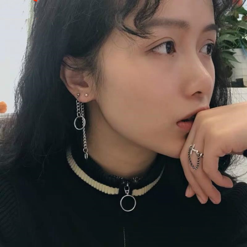 Khuyên Tai Dạng Dây Xích Cá Tính Độc Đáo Phong Cách Retro