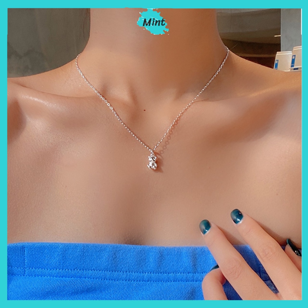 Dây Chuyền Gấu Nhỏ Trơn ❤️FREESHIP❤️ Vòng Cổ Đơn Giản Nhẹ Nhàng Phong cách Hàn Quốc