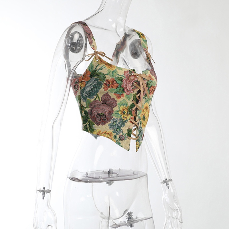 Thắt Lưng Polyester Bản Rộng Không Tay In Họa Tiết Hoa Cổ Điển Nhiều Kích Cỡ Cho Nữ