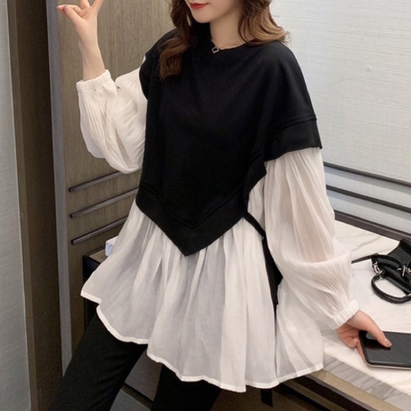Áo Babydol Màu Phối Tay Dài Thắt Nơ Một Bên xinh xắn - Mã: 81🍓 TV-Fashion