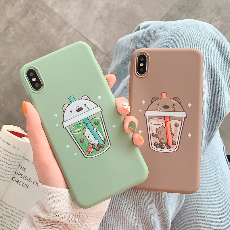 Ốp lưng iPhone 6 6s Plus 7 8 Plus SE 2020 X Xs Max XR 11 Pro Max 12 Pro Max 12 Mini Vỏ bọc điện thoại TPU hình gấu dễ thương