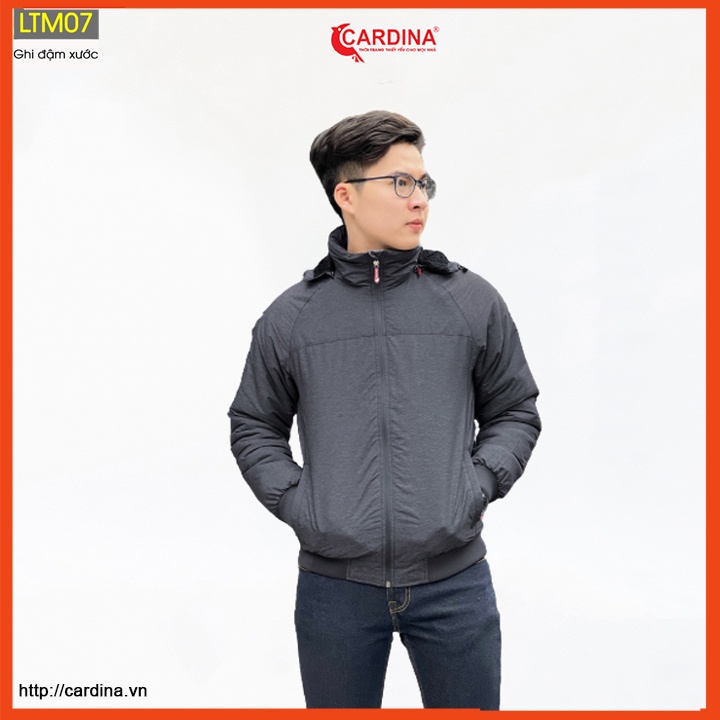Áo khoác lông cừu nam CARDINA chất gió trơn 2 lớp cao cấp siêu nhẹ siêu ấm LTM.