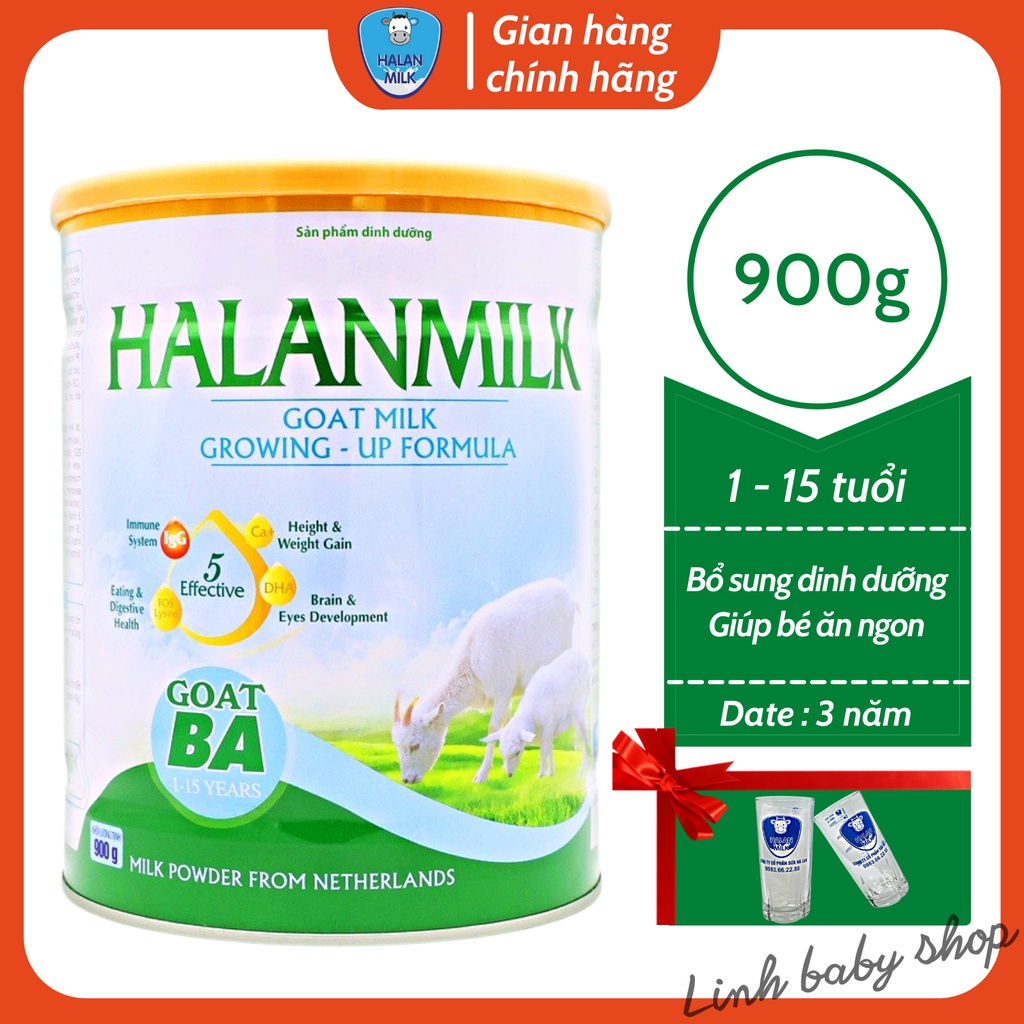 Sữa bột Halan Milk Goat ba 900g-Giúp bé ăn ngon miệng, cải thiện biếng ăn,hỗ trợ tiêu hóa tốt, Halan milk