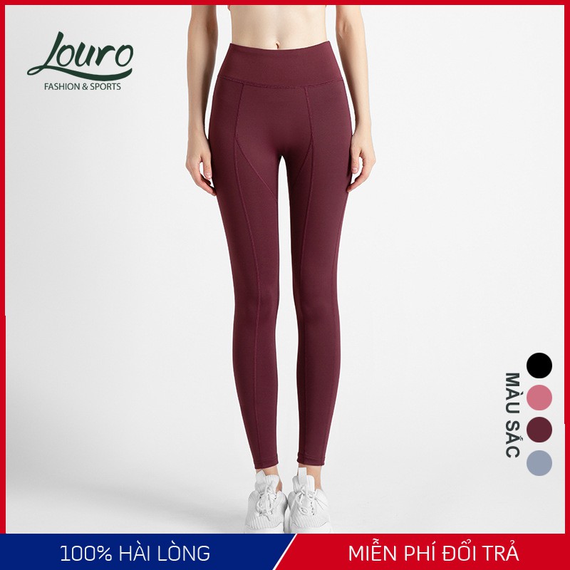 Quần tập gym, yoga nữ Louro, kiểu quần legging cạp cao định hình, thiết kế nâng mông, gen bụng, vải thể thao - QL109