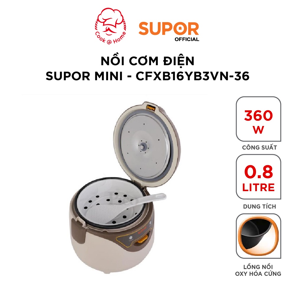 Nồi cơm điện Mini Supor CFXB-16YB3VN-36 0.8l (Trắng nâu)