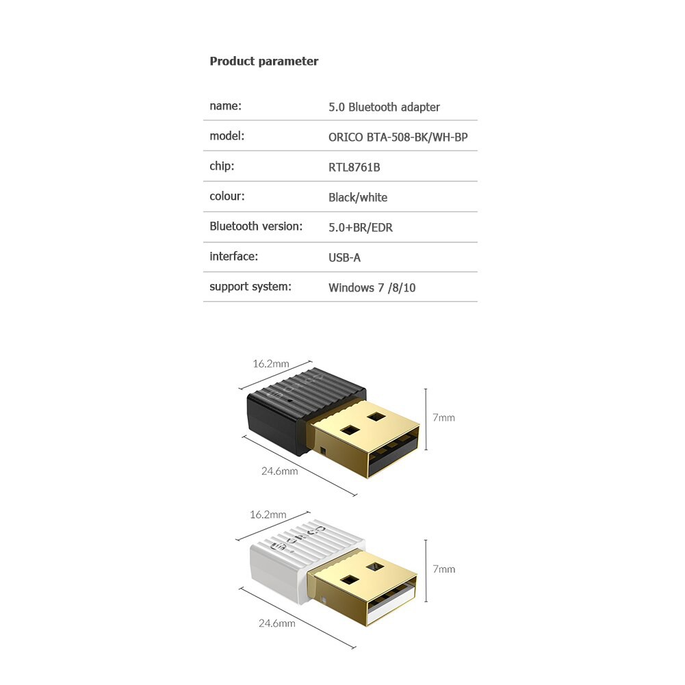 USB Bluetooth 5.0 tốc độ 5Mbps Orico BTA-508 – Hàng Chính Hãng Bảo Hành 12 Tháng