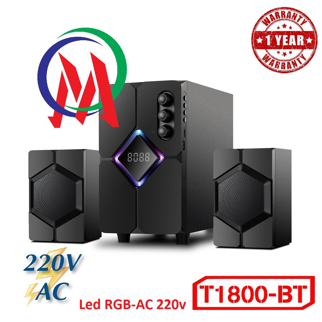 [Bh 12 tháng] Loa vi tính 2.1 Bosston T1800 Led RGB - AC 220v tích hợp Bluetooth Usb thẻ nhớ