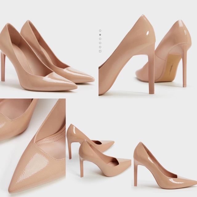 guốc Bershka màu hồng nude.