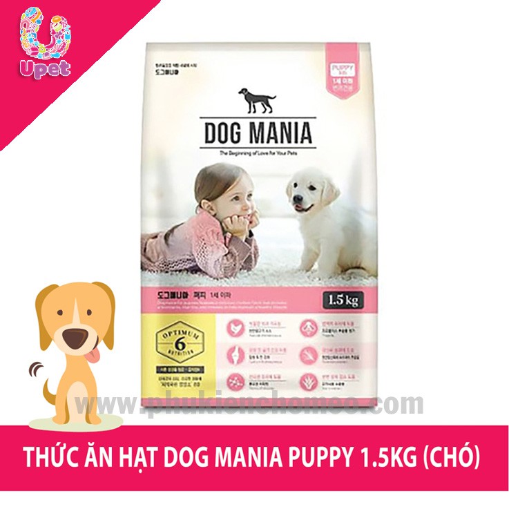 Thức ăn/ Hạt khô [Hàn Quốc] Dog Mania gói 1.5kg dành cho chó con dưới 12 tháng tuổi