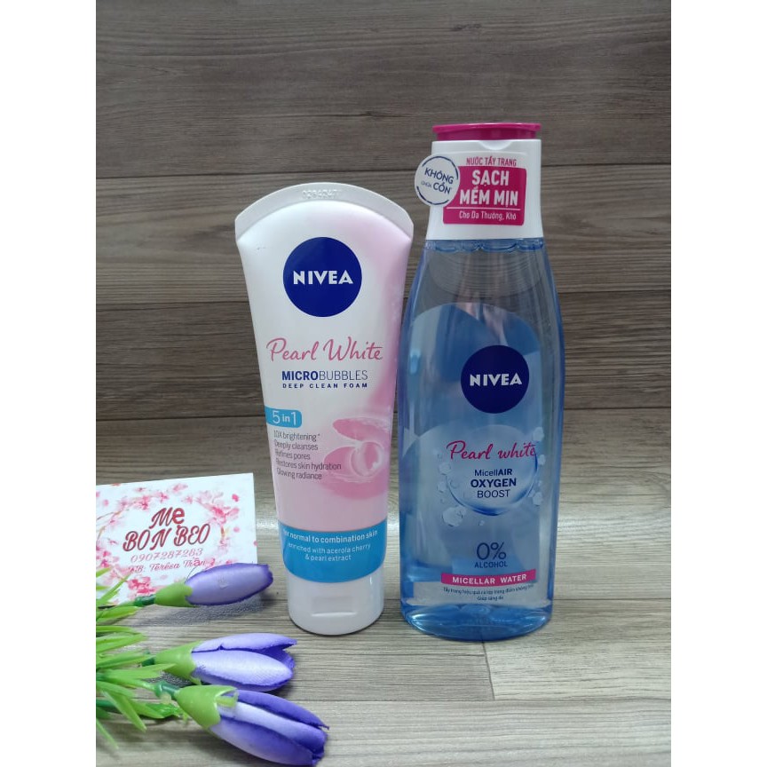 Bộ Đôi Làm Sạch NIVEA Pearl White Trắng Da (SRM 100G + NTT 200ml)