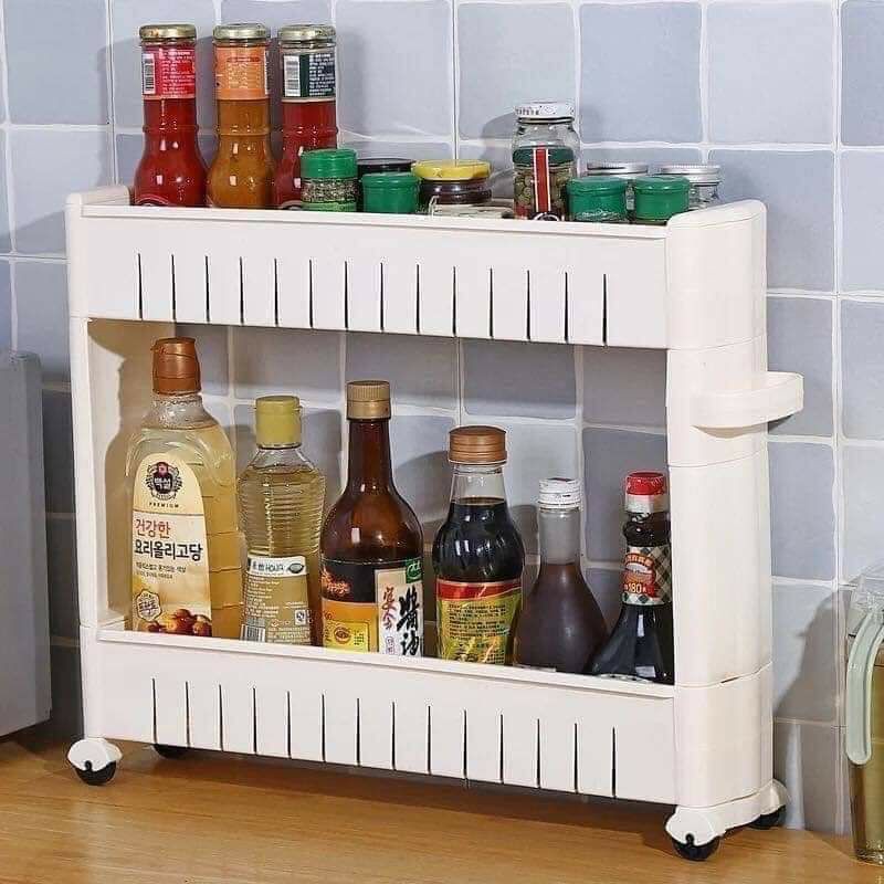 KỆ ĐỂ ĐỒ CHAI LỌ 3 TẦNG CÓ BÁNH XE ĐA NĂNG