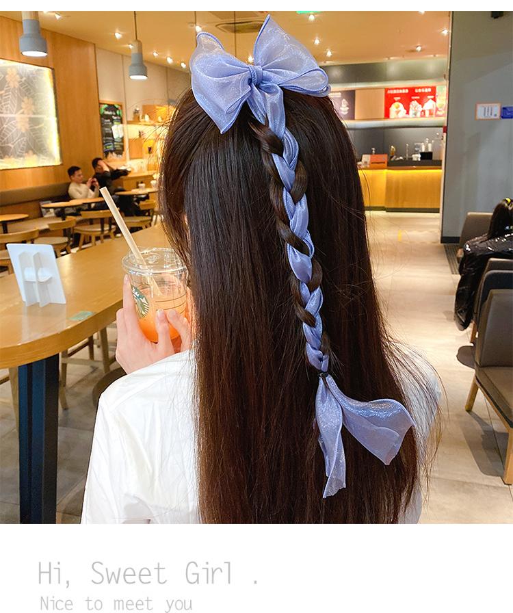 Nơ ruy băng ren dáng dài tết tóc thời trang phong cách Hàn Quốc