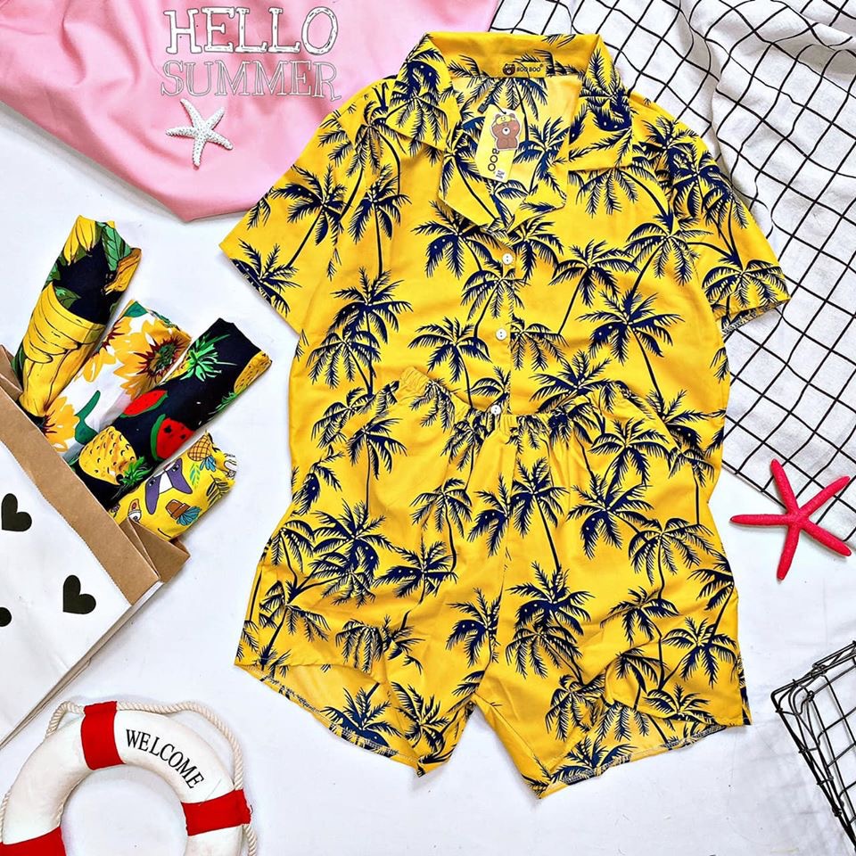 Bộ Quần Áo Pijama Đi Biển Kate Thái -Thời Thượng -Nam ,Nữ Siêu Chất Lượng
