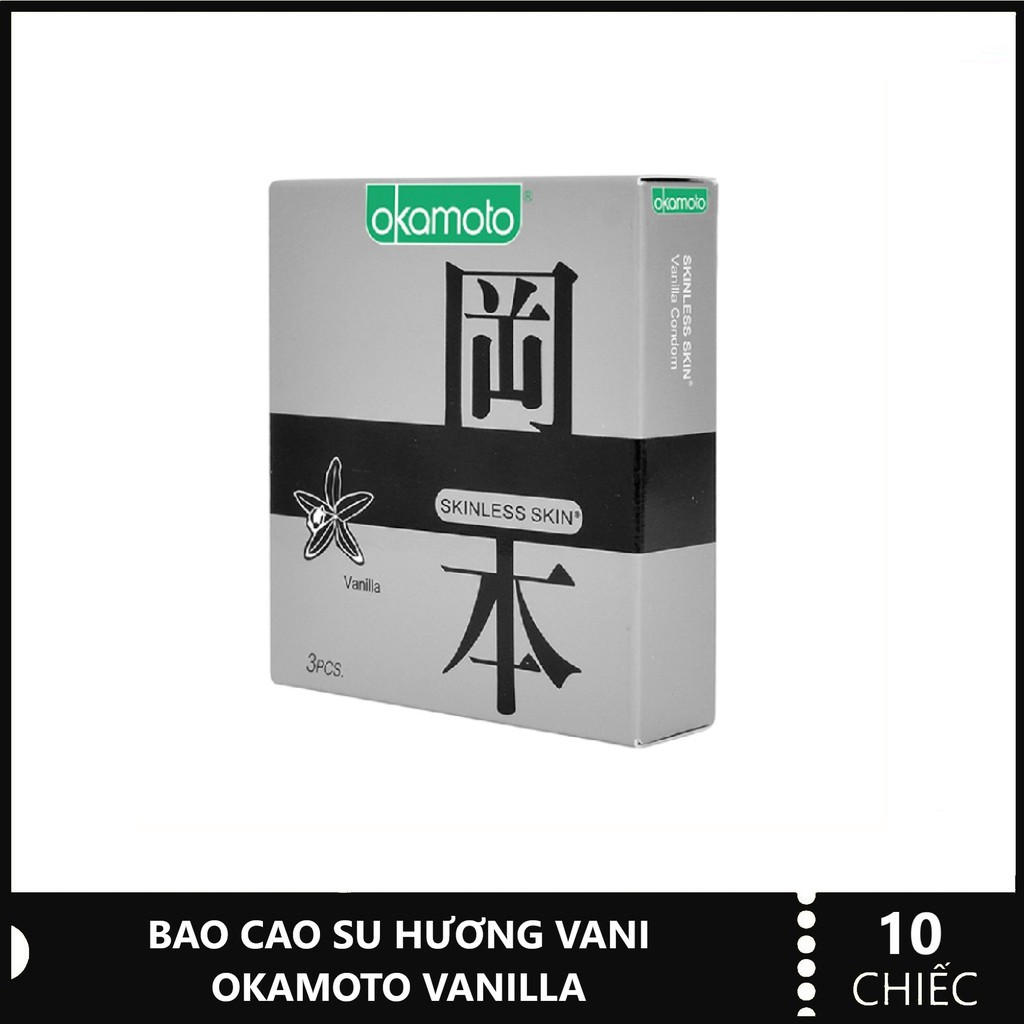 Bao Cao su siêu mỏng hộp 03 chiếc Okamoto hương Vanilla