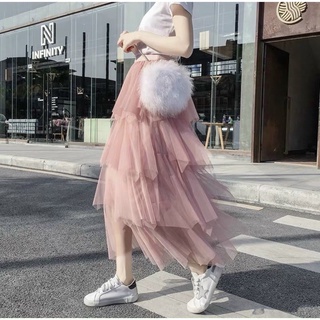 chân váy voan nhiều tầng