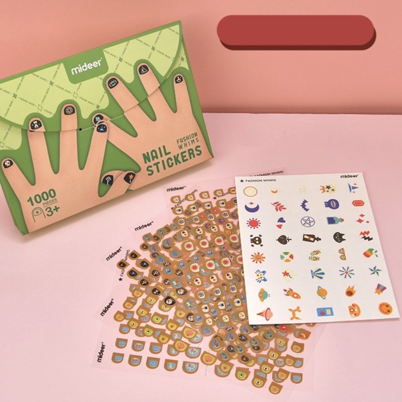 Sticker dán móng tay cho bé Nail stickers Mideer 2 mẫu miếng dán móng tay giả cho bé gái