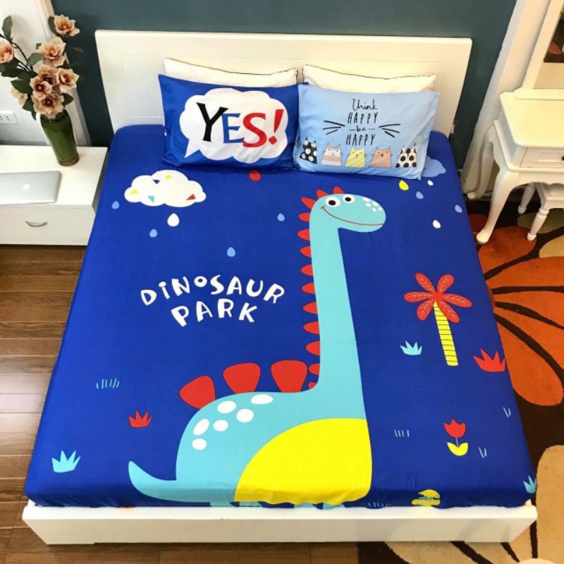 Bộ Ga Gối Cotton 100% 5D Trẻ Em- Bộ Ga Giường 3 Món Trẻ Em mát mềm mịn an toàn với làm da bé
