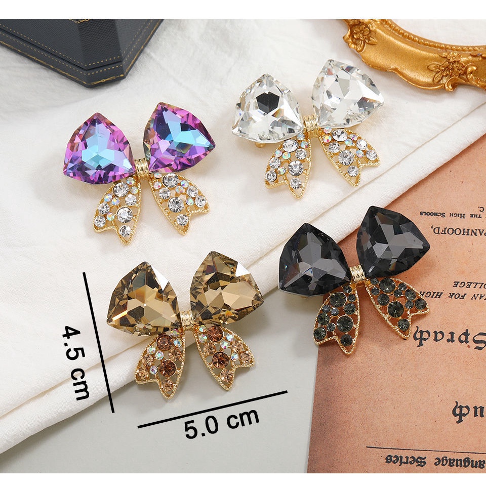 Ghim Cài Áo Hình Nơ Đính Đá Pha Lê Thời Trang