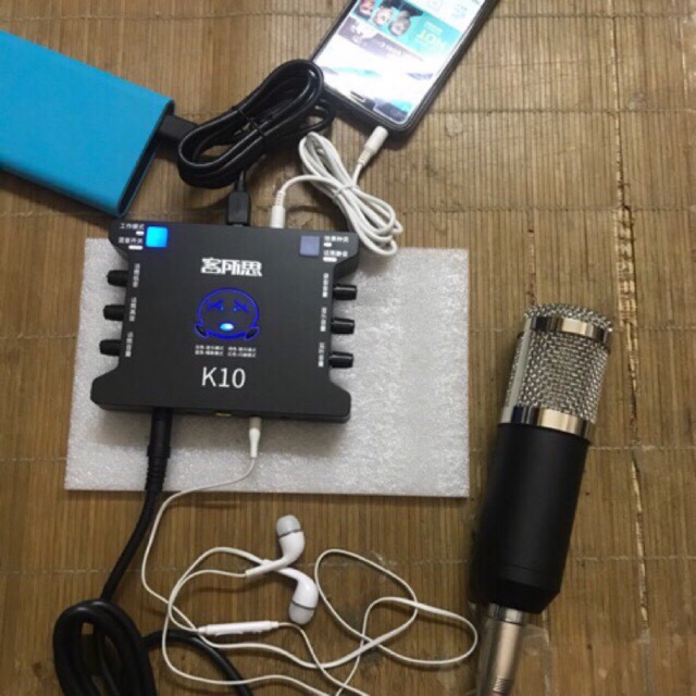 Combo mic ami bm900 +k10+ dây live ma2 tặng tai phone ( 4 món).