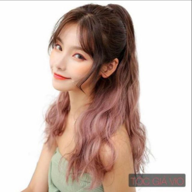 Tóc giả nữ ngoặm 🤩FREESHIP🤩 Tóc giả ngoặm xù mini omber hồng