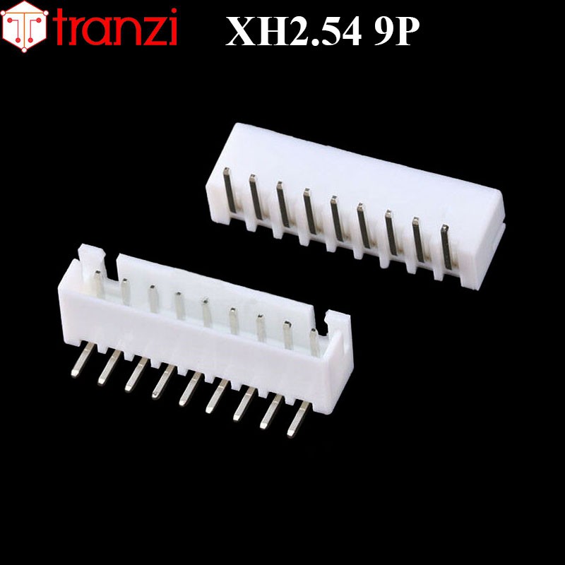 Giắc cắm header 2.54mm XH2.54 9P chân cắm cong trắng - túi 10 cái