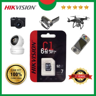 Thẻ nhớ 64GB Hikvision Class 10 Micro SD 92Mb/s dùng cho camera, máy ảnh, camera hành trình, flycam. Hàng chính hãng