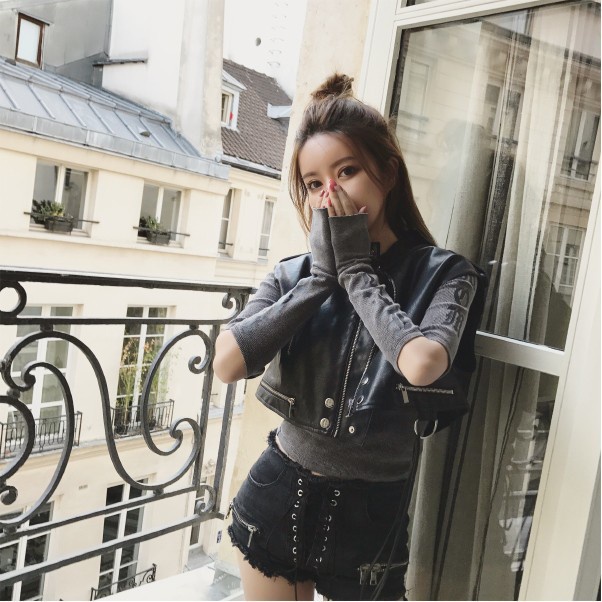 Áo Thun Nữ Mùa Thu Mới Ngọt Ngào Và Đơn Giản Phiên Bản Hàn Quốc Thời Trang Sexy Slim Top