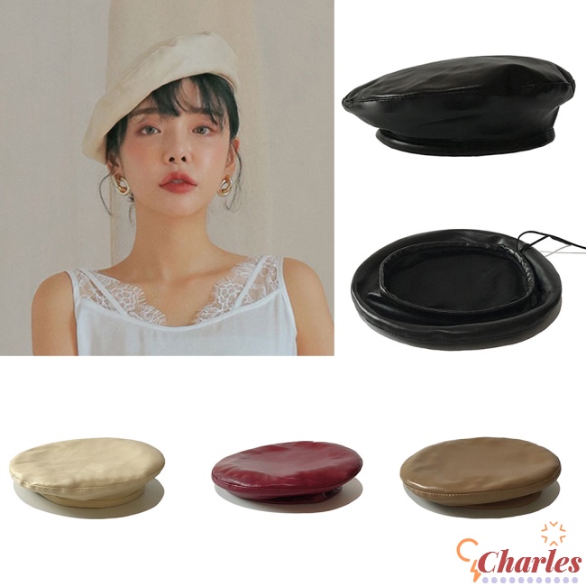 Nón beret da màu trơn phong cách retro thời trang cho nữ