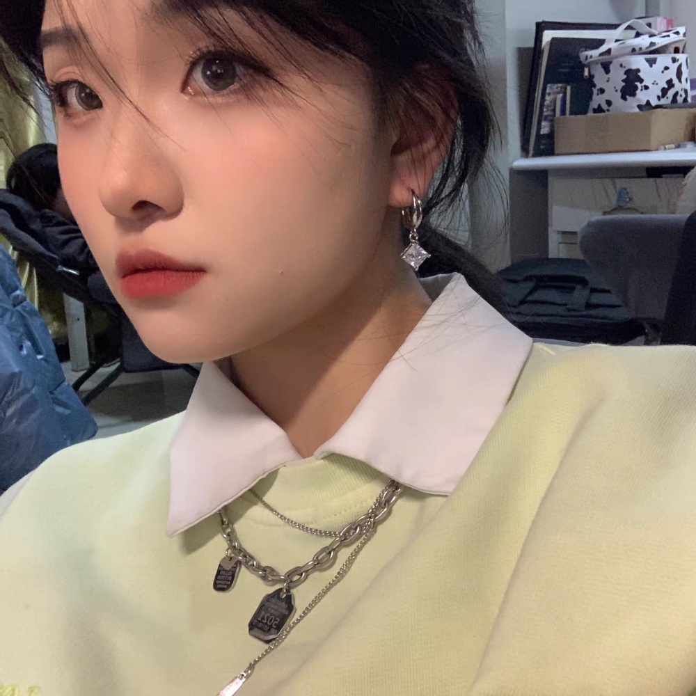 Khuyên Tai Hình Vuông Đính Đá Lấp Lánh Thời Trang Cho Nữ