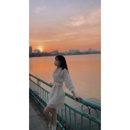 Set sơ mi chân váy nữ thắt eo năng động phong cách chất mịn mát